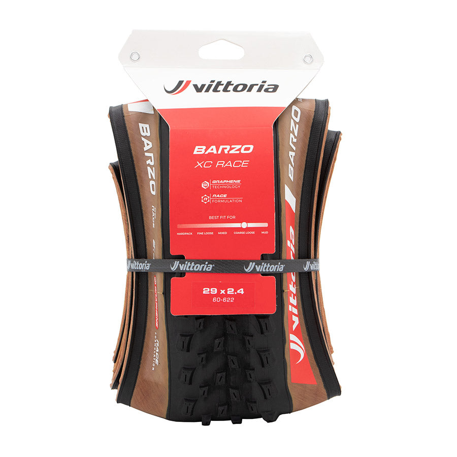 Vittoria Barzo XC Race Tire - 29 x 2.40 Tubeless Folding BLK/Brown Race Graphene + Silica