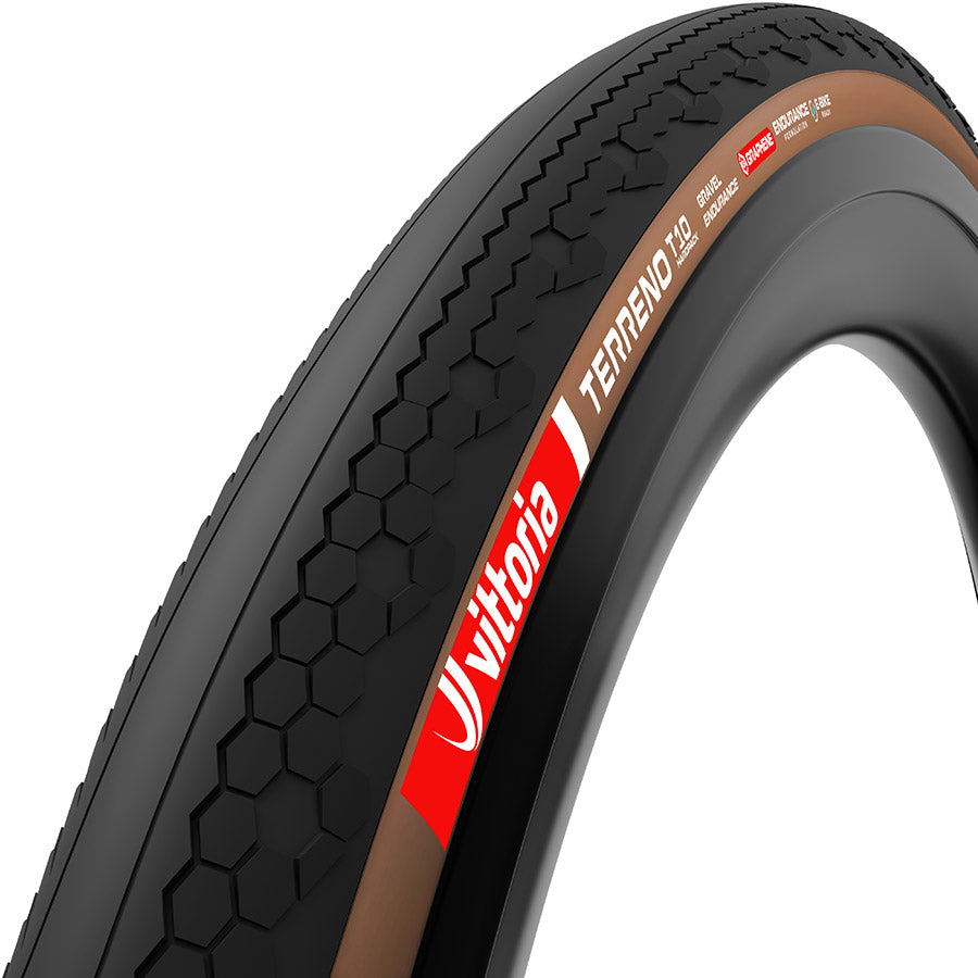 Vittoria Terreno T10 Hardpack Tire - 700 x 45 Tubeless Folding BLK/Brown Gravel Endurance Graphene G2.0
