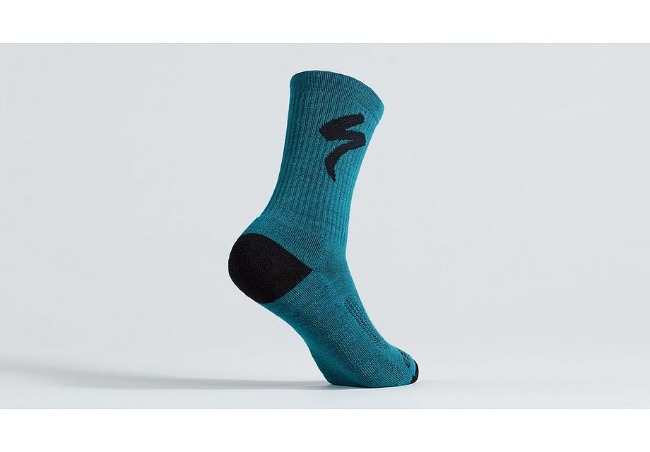 Specialized merino midweight tall logo sock tropical teal s