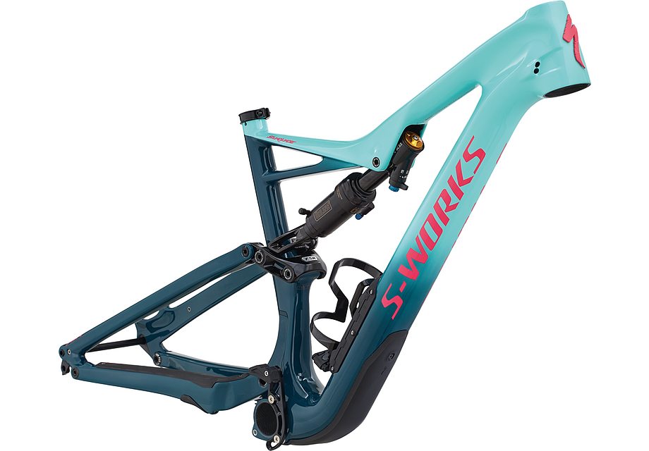 Specialized S-Works Stumpjumper fsr carbon 27.5 frm heritage gloss light turquoise / tropical teal / acid pink clean s